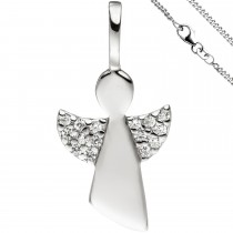 Anhänger Engel Schutzengel 925 Sterlingsilber Zirkonia mit Kette 38cm