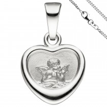 Anhänger Kleines Herz Herzchen Schutzengel 925 Sterlingsilber mit Kette 38cm