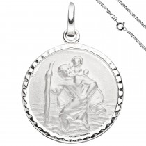Anhänger Schutzpatron Christopherus 925 Sterlingsilber mit Kette 50cm