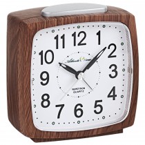 Wecker Quarz analog Holz-Optik eiche-farben
