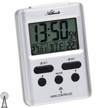 Wecker Funk Funkwecker digital silbern mit Licht Snooze