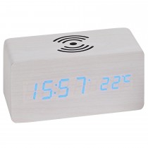 Tischwecker WIRELESS CHARGING weiß digital Temperatur Datum