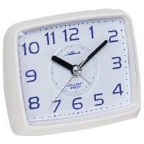 Wecker 1979/0 Quarz analog weiß leise ohne Ticken mit Licht Snooze