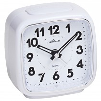 Wecker 1978/0 Quarz analog weiß leise ohne Ticken mit Licht Snooze