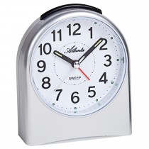 Wecker Quarz silbern analog leise ohne Ticken mit Licht Snooze