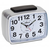 Wecker Quarz analog silbern leise ohne Ticken mit Licht Snooze