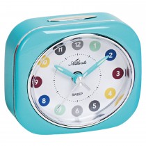 Wecker für Kinder Quarz analog Kinderwecker türkis leise Snooze