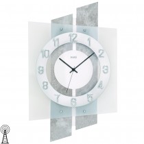 AMS 5532 Wanduhr Funk Funkwanduhr analog silbern mit Glas