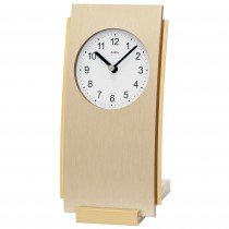 AMS 1153 Tischuhr Quarz analog Holz mit Aluminium messing farben