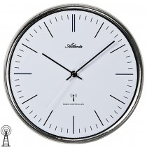 Wanduhr Funk Funkwanduhr analog silbern mit Glas