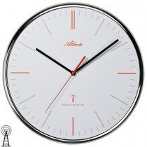 Wanduhr Funk Funkwanduhr analog silbern mit Glas