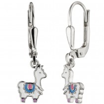 Kinder Ohrhänger Lama weiß 925 Sterlingsilber Ohrringe Kinderohrringe