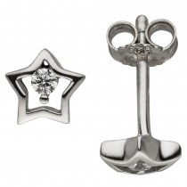 Kinder Ohrstecker Stern 925 Sterlingsilber 2 Zirkonia Kinderohrringe