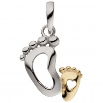 Anhänger Füße Babyfuß 925 Sterlingsilber bicolor vergoldet