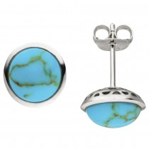 Ohrstecker 925 Sterlingsilber 2 Türkis-Imitationen Ohrringe