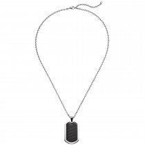 Collier Kette mit Anhänger Edelstahl schwarz beschichtet 55cm Halskette