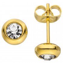 Ohrstecker Edelstahl 2 Zirkonia Edelstahl gelbgoldfarben 2 Zirkonia