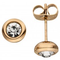 Ohrstecker Edelstahl 2 Zirkonia Edelstahl rotgoldfarben 2 Zirkonia