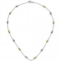 Collier Halskette 925er Sterling Silber bicolor vergoldet 45cm Kette Silberkette