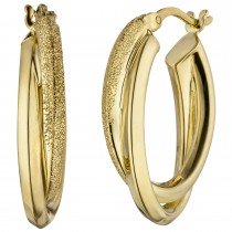 Creolen oval 925er Sterling Silber gold vergoldet matt Ohrringe
