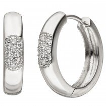 Creolen 925er Sterling Silber 20 Zirkonia Ohrringe