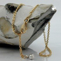 Fußkette Ankerkette mit Endkugel bicolor 375 Gold 25cm