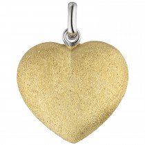 Anhänger Herz 925er Sterling Silber bicolor vergoldet eismatt