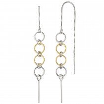 Durchzieh-Ohrhänger 925er Sterling Silber bicolor