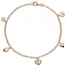 Armband 925er Sterling Silber rotgold vergoldet 3 Zirkonia 19cm