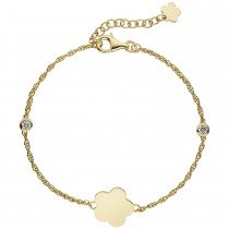 Armband Blume 925er Sterling Silber gold vergoldet 2 Zirkonia 22cm
