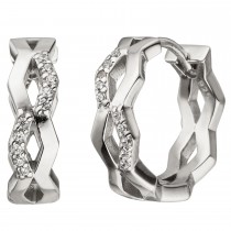 Creolen 925er Sterling Silber 20 Zirkonia Ohrringe
