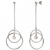 Ohrhänger 925er Sterling Silber 2 Süßwasser Perlen Ohrringe Ohrstecker