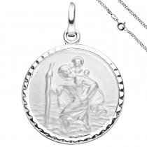 Anhänger Schutzpatron Christopherus 925 Sterlingsilber mit Kette 50cm