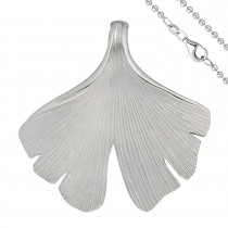 Anhänger Ginko Ginkgo 925 Sterlingsilber matt mit Kette 45cm