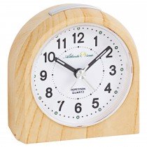 Wecker Quarz analog Holz-Optik hell