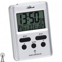 Wecker Funk Funkwecker digital silbern mit Licht Snooze