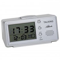 Sprechender Wecker silbern digital Snooze