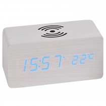 Tischwecker WIRELESS CHARGING weiß digital Temperatur Datum