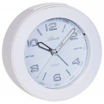 Wecker 1968/0 Quarz analog weiß leise ohne Ticken mit Licht Snooze