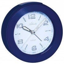Wecker Quarz analog blau leise ohne Ticken mit Licht Snooze