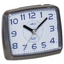 Wecker Quarz analog blau anthrazit leise ohne Ticken Licht Snooze