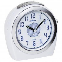 Wecker Quarz analog weiß silbern leise ohne Ticken mit Licht