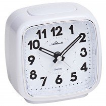 Wecker 1978/0 Quarz analog weiß leise ohne Ticken mit Licht Snooze