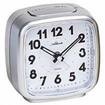 Wecker Quarz analog silbern leise ohne Ticken mit Licht Snooze