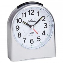 Wecker Quarz silbern analog leise ohne Ticken mit Licht Snooze