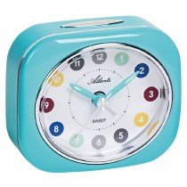 Wecker für Kinder Quarz analog Kinderwecker türkis leise Snooze