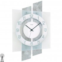 AMS 5532 Wanduhr Funk Funkwanduhr analog silbern mit Glas