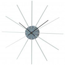 AMS 9596 Wanduhr Quarz analog grau mit Aluminium kombiniert