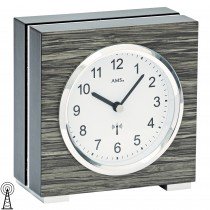 AMS 5154 Tischuhr Funk Holz Optik mit Aluminium