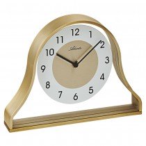 Stiluhr Tischuhr Quarz Metallrahmen golden mit Glas